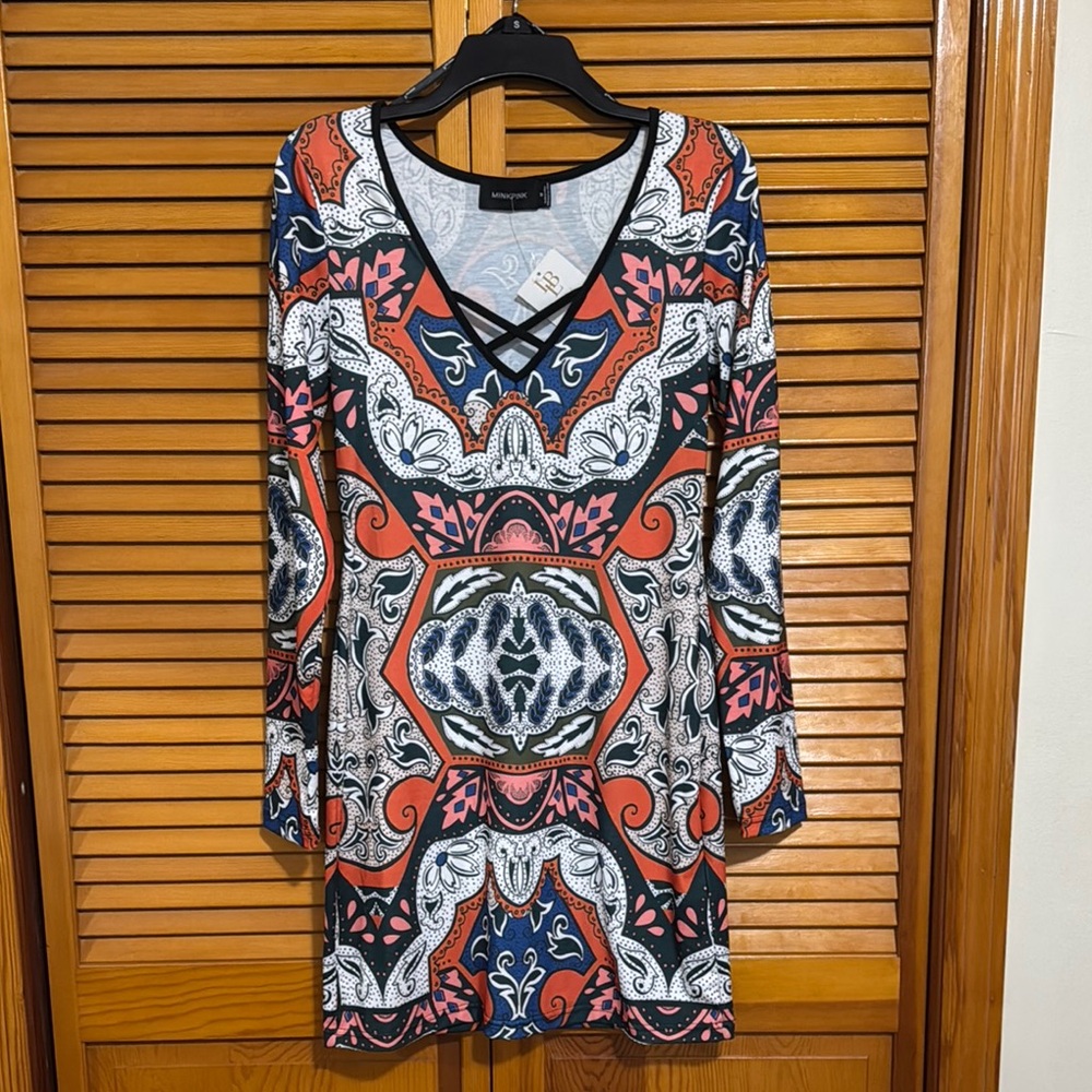 MINKPINK Multicolor Paisley Long Sleeve Dress